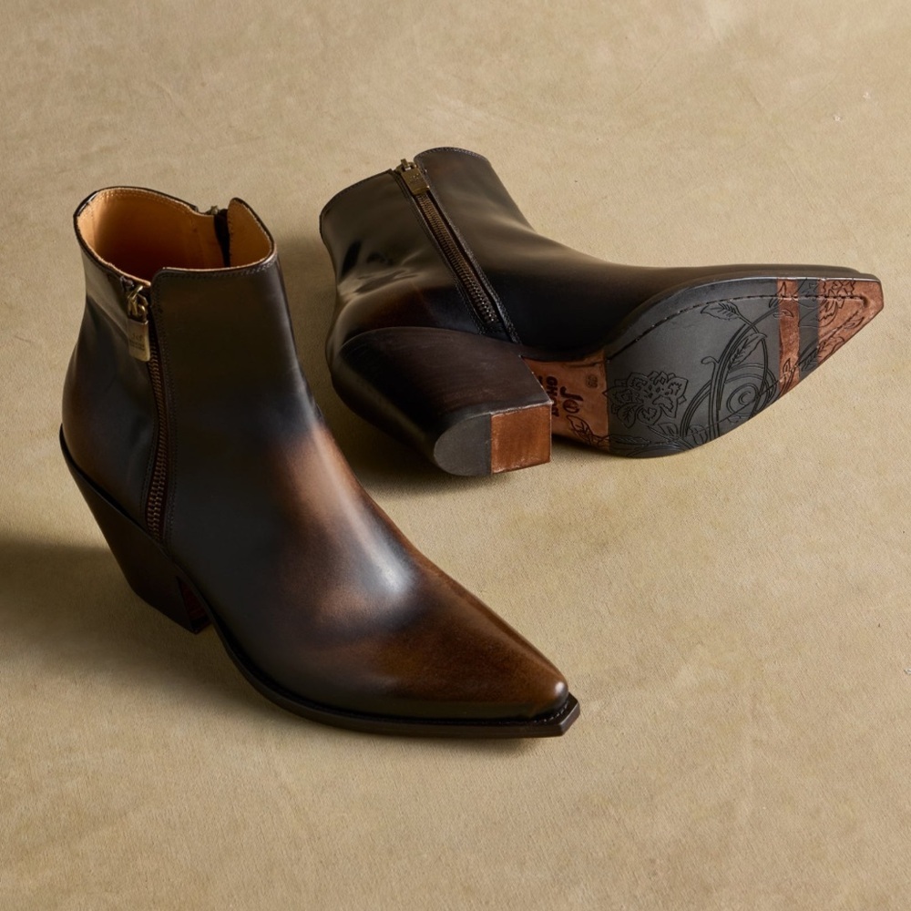 Jo Ghost “Perugia Boots”. Amazing shiny leather ombré ankle boots Italy